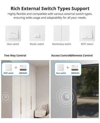 NEW SONOFF ZBMINIR2 Zigbee3.0 Mini Smart Switch Detach Relay Neutral Wire Required Remote Control Via Alexa Google SmartThings