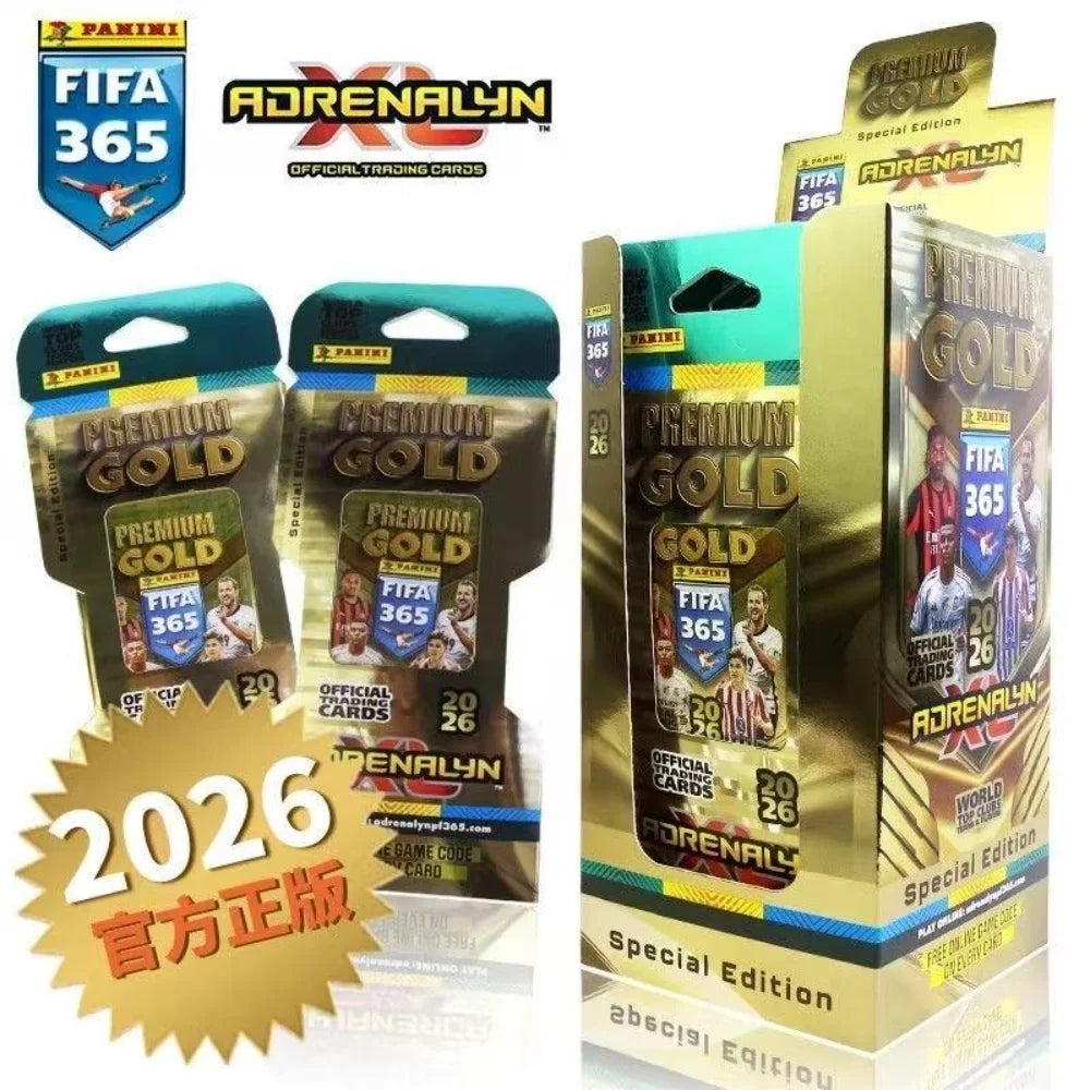 2026 Panini Adrenalyn FIFA World Cup Starter Pack Gold Pack Steelbook Official Trading Cards Game Collection Toys Gifts for Fans
