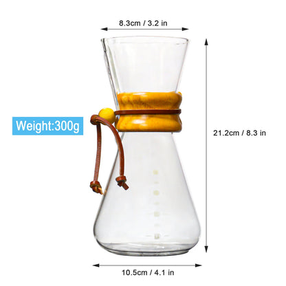 Glass Coffee Pot Drip Brewing Chemex Cafetera 400M/600ML Hand Brewed Coffee Filter Cup Pour Over Coffee Maker For Home Office