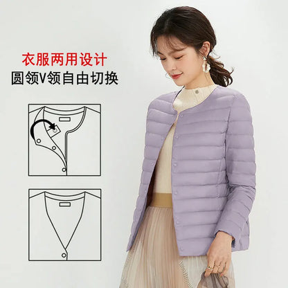 Top Grade 90% White Duck Down Women Ultra Lightweight Packable Line Jackets 2023 New Autumn Winter Keep Warm Puffer Coats
