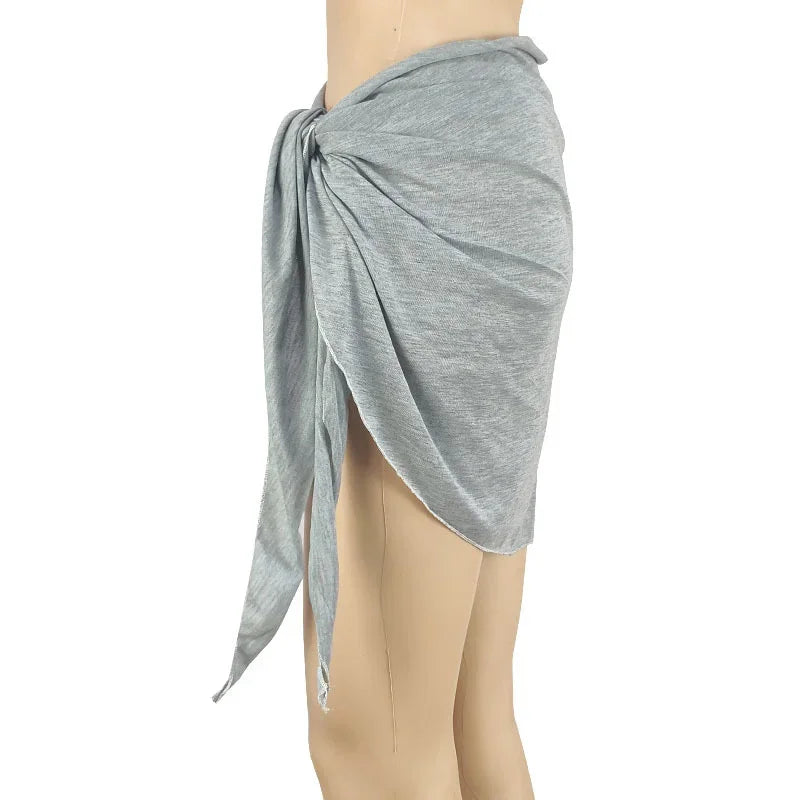Summer Solid Bikini Cover Ups Shorts Pareo Wraps Sarong Skirt Swimsuit Beachwear Women Beach Skirts Swimwear Half Wrapped Skirt