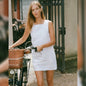 Dresses 2025 Woman Cotton Linen Square Collar Sleeveless Summer White Black Short Mini Holiday Beach Streetwear Elegant Vestidos