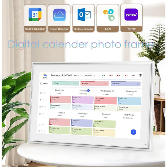 Hindetel 10 inch Digital frame Perpetual Calendar Chore Chart photo video play Smart Touchscreen Display for Family SchedulesInteractive KiosksGoWisse.com