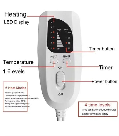 Electric Heating Pad Adjustable Warm Body Blanket Heated Blanket Waist Back Leg Warming Mat with Intelligent Timing Heated Pad