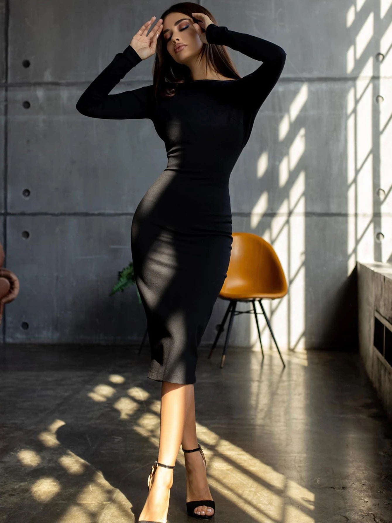 Women's Fashion Spring Summer Sexy Elegant White Long Sleeve Midi Backless Bodycon Bandage Dress Party Cocktail Evening Dress