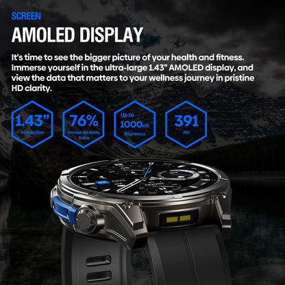 NEW 2025 Zeblaze VIBE 8 Voice Call Smart Watch 1.43" AMOLED Display Heart Rate Blood Pressure Multi-Sport Modes Smart Watch