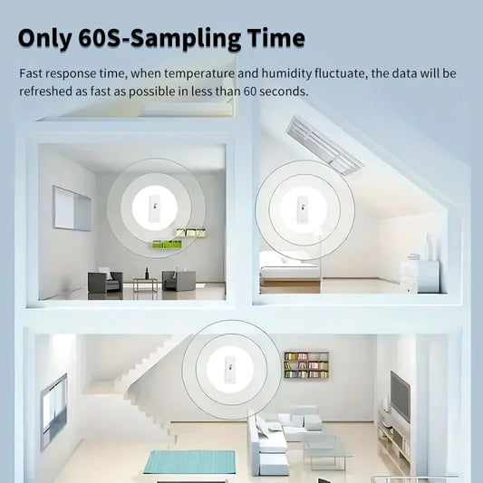 Support Tuya Zigbee Temperature Humidity Sensor Smart Home Device Compatible with Google Home Alexa for Environmental Monitoring