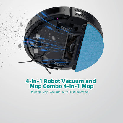 TOQEEBOT cleaning vacuum robot, 4500Pa suction power, 2.5L automatic emptying station, laser radar navigation, Wifi/app/Alexa