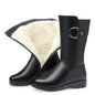 2025 Winter Leather Women Winter Boots Thick Wool Warm Women High-heeled Genuine Boot High-quality Female Snow Boots Women Shoes