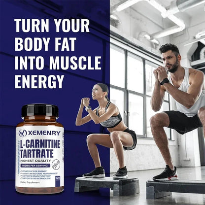 L-Carnitine Tartrate Premium Capsules 1500 mg - Natural Energy Production, Supports Metabolism