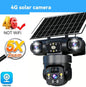 8K 15MP Three Screen 10X Zoom Wifi Surveillance Camera V380 Pro 4G Camera Solar Outdoor Waterproof Battery Security CCTV Solar