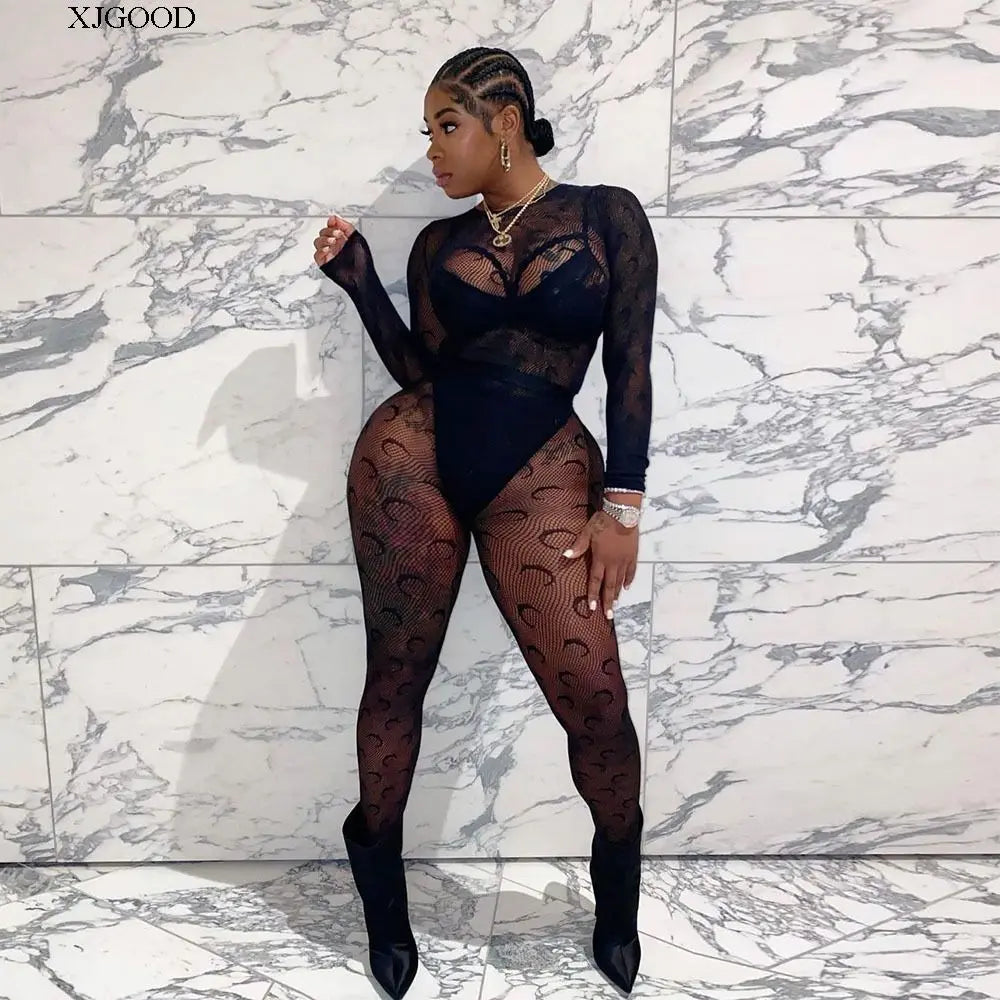 Sexy Streetwear Me See-tough Long Sve Set Pure Color round Ne Fitted Sle for Young Women 8-35 Summer Collection