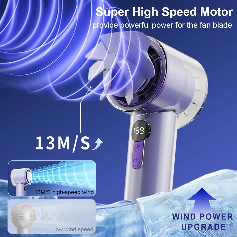 3600mAh Handheld Turbo Fan Portable Air Cooling Fan 199 Wind Speeds Adjustable Outdoor Personal Student Handheld Ice Fan