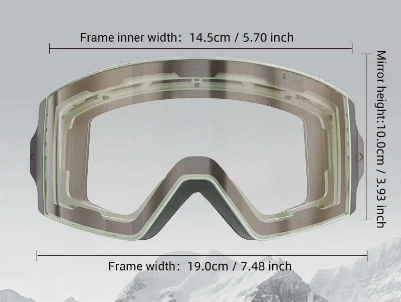 KAPVOE New Outdoor Photochromic Ski Goggles Winter Snow Sports for Unisex Snow Glasses UV400 Anti-fog Magnetic Snowboard Glasses