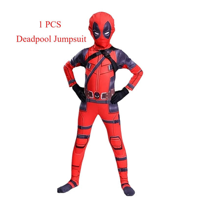 Superhero Deadpool Costume Kids New Deadpooling 3 Cosplay Cosutme Deadpool3 Full Children Costume Bodysuit Halloween Jumpsuit