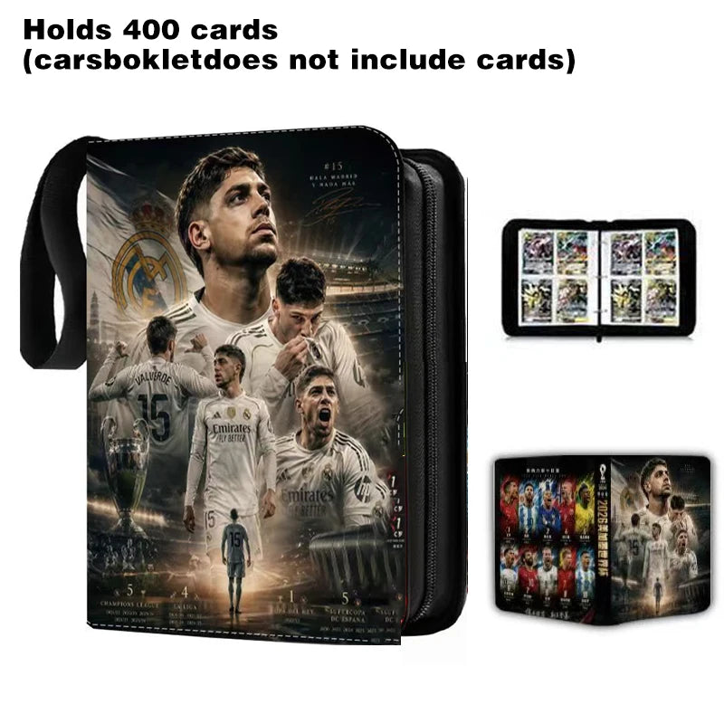 2026 World Cup Football Star Ronaldo Messi Mbappé 400/900pcs Album Book Folder Card Slots Collections Zipper Card Binder Holder