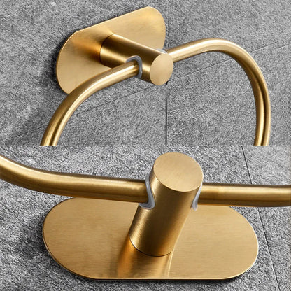 Stainless Steel Towel Holder Self-adhesive Bathroom Towels Rack Black Washhand Hanger Ring Rail Bar Kitchen Storage Accessories