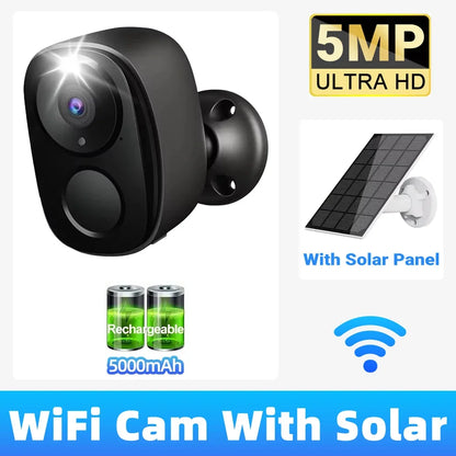 5MP 4G Solar Security Camera 2.4G WiFi Wireless Outdoor Color Night Vision Battery Powered Support PIR Waterproof Two-Way Audio