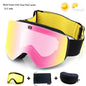 Ski Goggles with Magnetic Double Layer Yellow Lens Skiing Anti-fog UV400 Snowboard Goggles Men Women Ski Glasses Eyewear Set