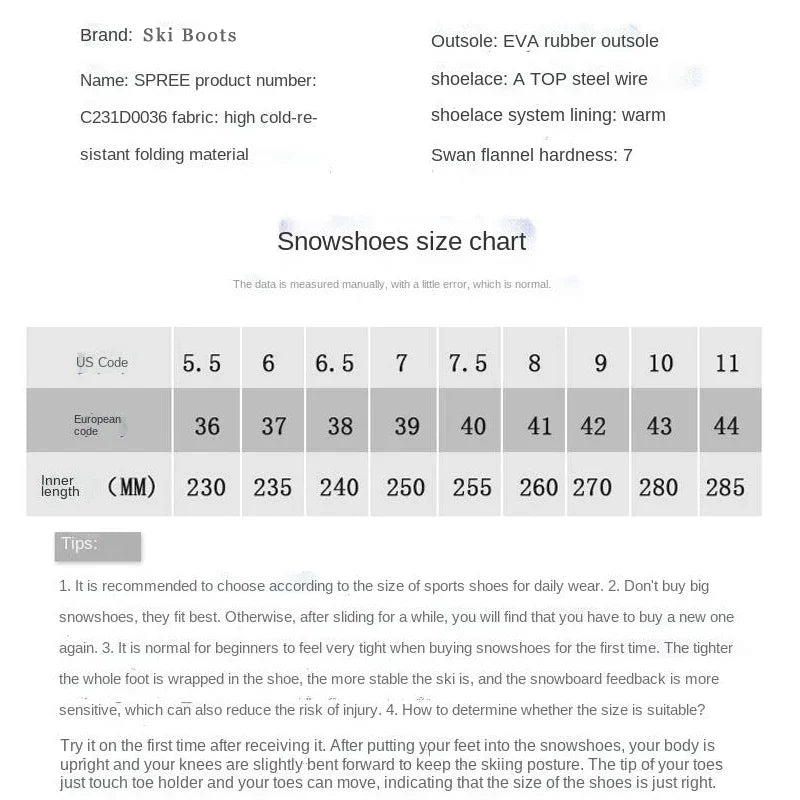 2025 Ski Snowboarding Shoes Man Snow Boots Warm Anti Boots Women Wire Buckle Models Fast Wear Skiing Shoes Men Winter Equipment