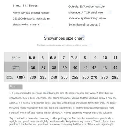 2025 Ski Snowboarding Shoes Man Snow Boots Warm Anti Boots Women Wire Buckle Models Fast Wear Skiing Shoes Men Winter Equipment