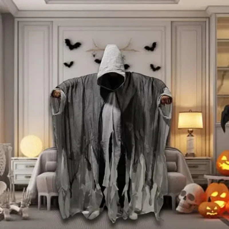 Mens Terrifying Halloween Costume Scary Hooded Cloak Horror Robe Gothic Masquerade Party Cosplay Dress Up Props Essential