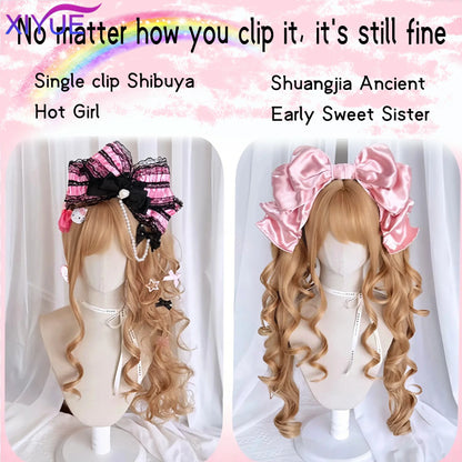 Synthetic Princess Cut Double ponytail Lolita Wig with Bangs Girl Ombre Blonde brown Cosplay Halloween Harajuku wig