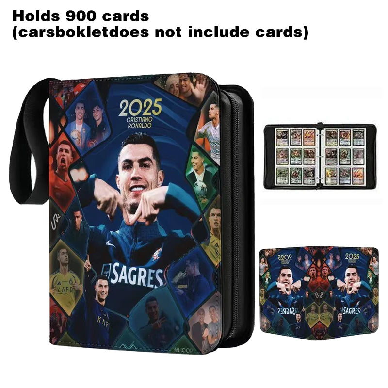 2026 World Cup Football Star Ronaldo Messi Mbappé 400/900pcs Album Book Folder Card Slots Collections Zipper Card Binder Holder