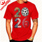 2026 USA Canada Mexico Soccer T-Shirt Cotton Shirt Tribal & Flag Graphic Tee, Ideal Gift for North American Football Enthusiasts