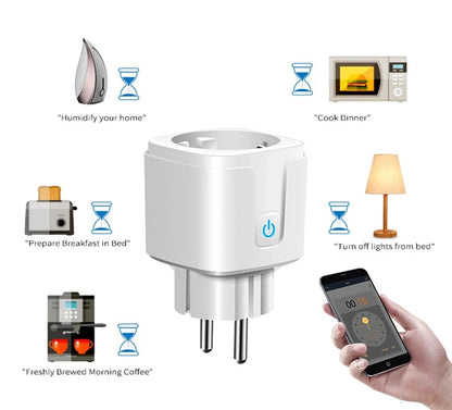 Tuya Smart Socket EU16A/20A Wifi Smart Plug With Power Monitoring Smart Life APP Remote Control Support Google Assistant Alexa