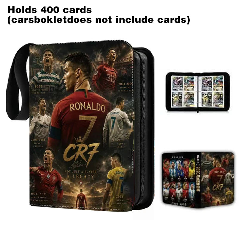 2026 World Cup Football Star Ronaldo Messi Mbappé 400/900pcs Album Book Folder Card Slots Collections Zipper Card Binder Holder