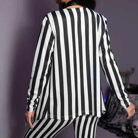 2024 Fashion personality design Long sleeve suit jacket striped high-end commuter coat for women