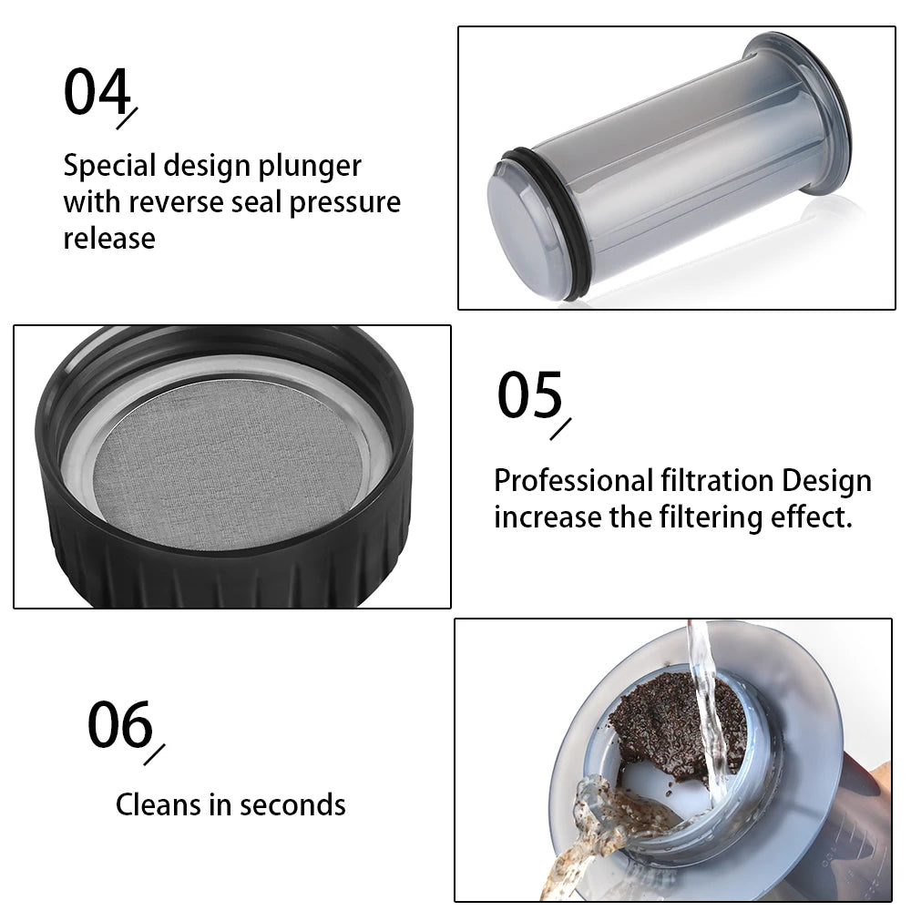 300ml AeroPress Machine Espresso Coffee Maker Portable Cafe French Press Coffee Pot With Filter Paper Kit Bar Set with Grinder