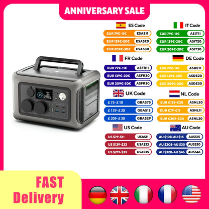 ALLPOWERS Portable Power Station R600, 299Wh LiFeP04 Battery with 2x 600W (1200W Surge) AC Outlets for Outdoor Camping RV Home