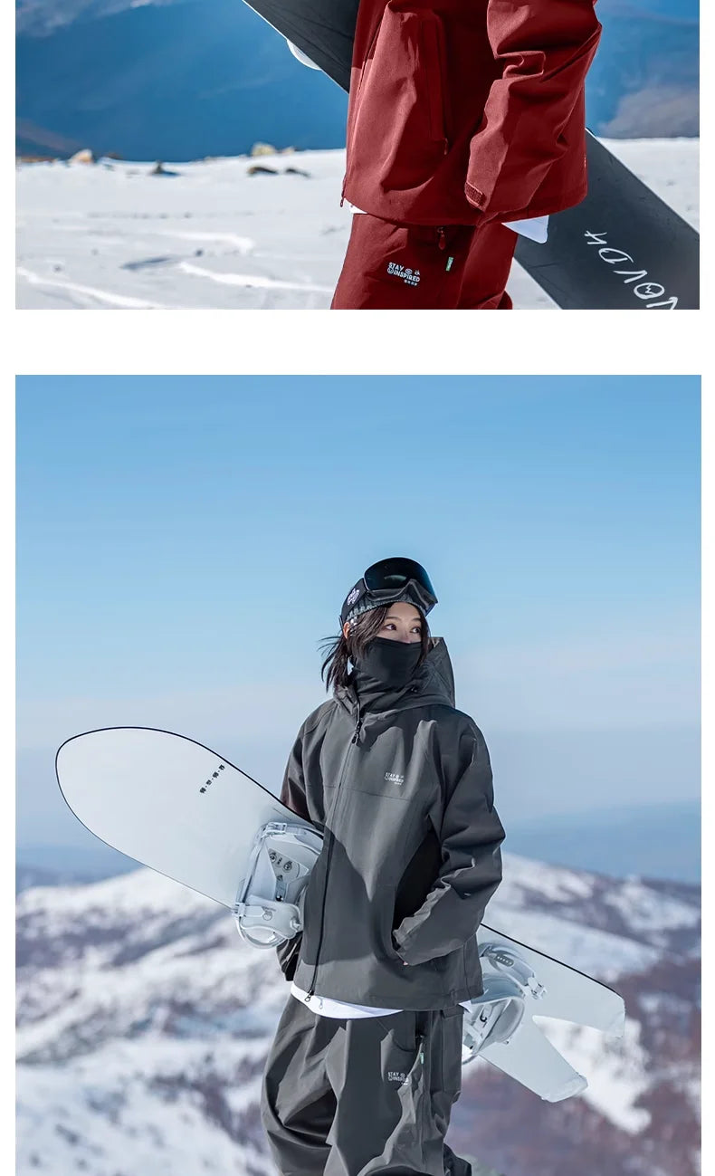 John snow 2024 New Male female couple Single and double board Ski suit set Loose type waterproof keep warm Ski pants ski jackets