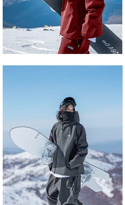 John snow 2024 New Male female couple Single and double board Ski suit set Loose type waterproof keep warm Ski pants ski jackets