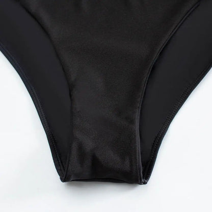 One-piece Women's Swimsuit Solid Color Square Neck Women's Bikini With Padded Elegant Hollow Design Beach Vacation Swimwear