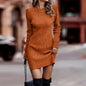 Autumn and winter new women's clothing fashionable temperament sexy round neck long sleeved hip hugging sweater women's dress