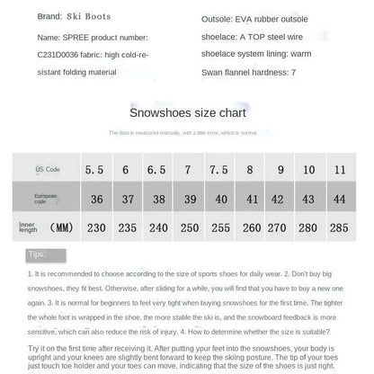 2025 Ski Snowboarding Shoes Man Snow Boots Warm Anti Boots Women Wire Buckle Models Fast Wear Skiing Shoes Men Winter Equipment