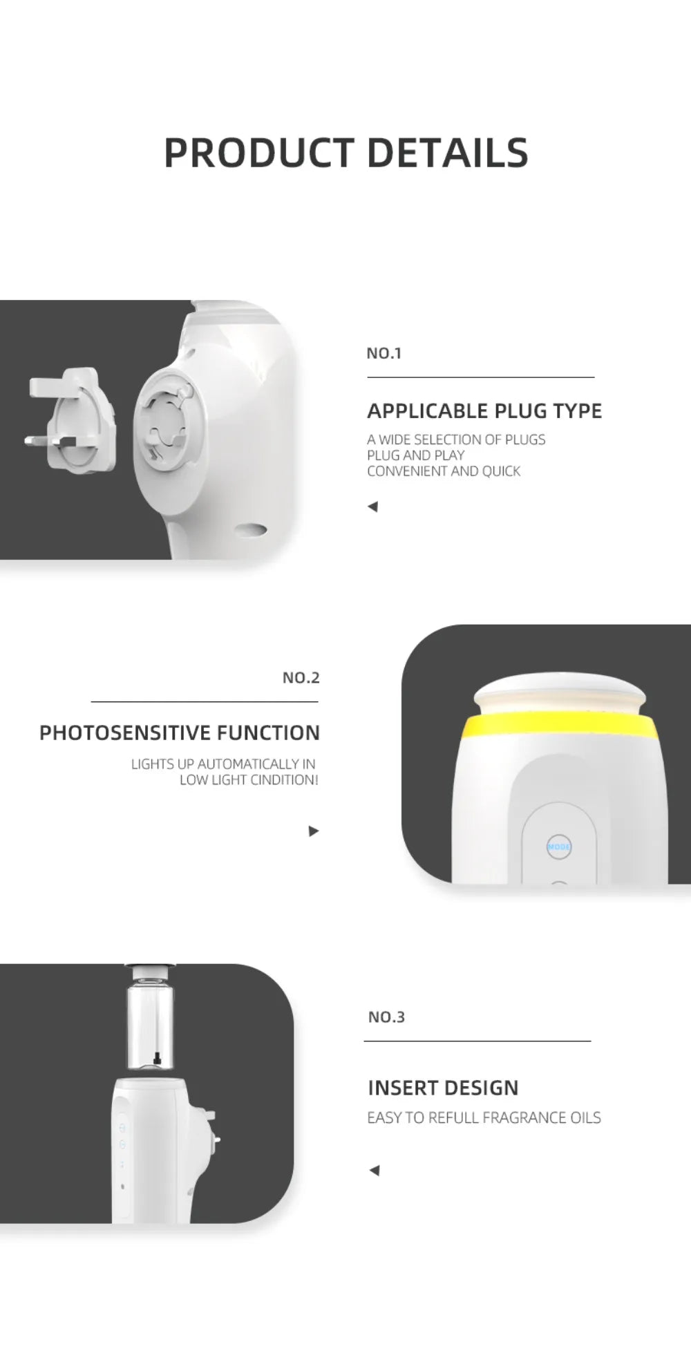 Waterless Essential Oil Diffuser Wall Plug Aroma Oil Diffuser Cool Mist Electric Scent Machine Smart Bluetooth Control For HomeElectric DiffusersGoWisse.com