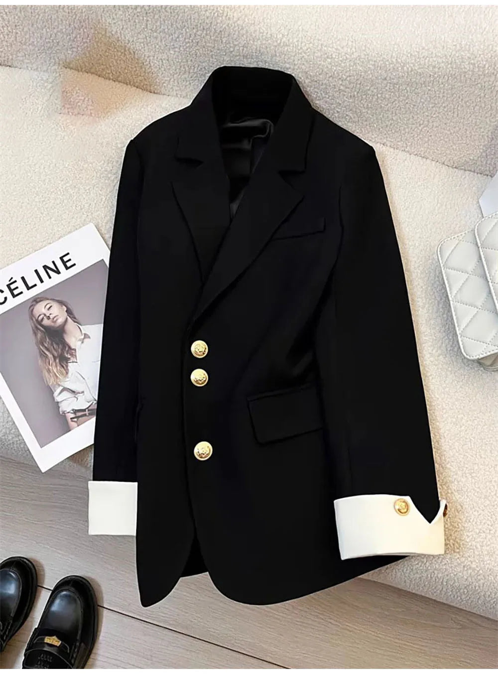 Autumn Winter Office Lady Blazer Jacket Women 2024 Fashion Long Sleeve Coat Woman Blazers Feminino New In Outerwears Casual