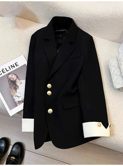 Autumn Winter Office Lady Blazer Jacket Women 2024 Fashion Long Sleeve Coat Woman Blazers Feminino New In Outerwears Casual