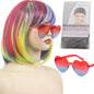 Colorful Gradient Wave Head Synthetic Wig for Women Anime Party Cosplay Birthday Party Wig with Bangs
