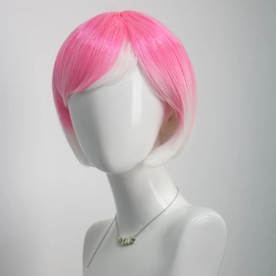 Colorful Gradient Wave Head Synthetic Wig for Women Anime Party Cosplay Birthday Party Wig with Bangs