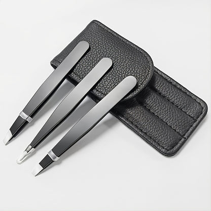 3pcs Premium Stainless Steel Eyebrow Tweezers Set  Precision Sharp Tip Tweezers for Body Ingrown and Facial Hair Removal