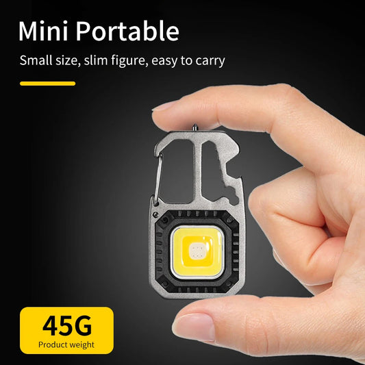 AmmToo Ultra Small Mini LED Light Rechargeable Keychain Light Outdoor Camping COB Work Light Portable Pocket Wrench Screwdriver