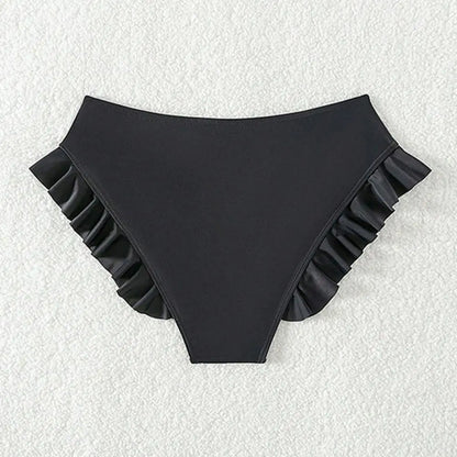 Women Swimming Trunks High-Waisted Ruffle Trim Bikini Bottoms with Tummy Control Quick-Drying Swimwear Beachwear
