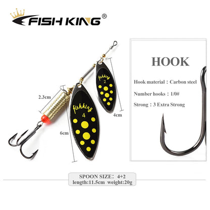 FISH KING Fishing Spinner Blade Metal Lure Double Spinnerbait Hard Artificial Lure Jig Items 115mm 20g