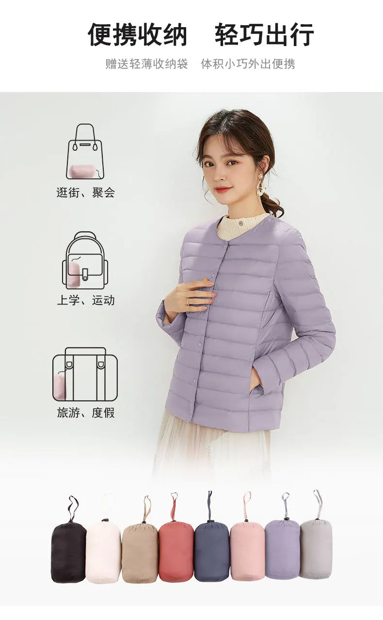 Top Grade 90% White Duck Down Women Ultra Lightweight Packable Line Jackets 2023 New Autumn Winter Keep Warm Puffer Coats