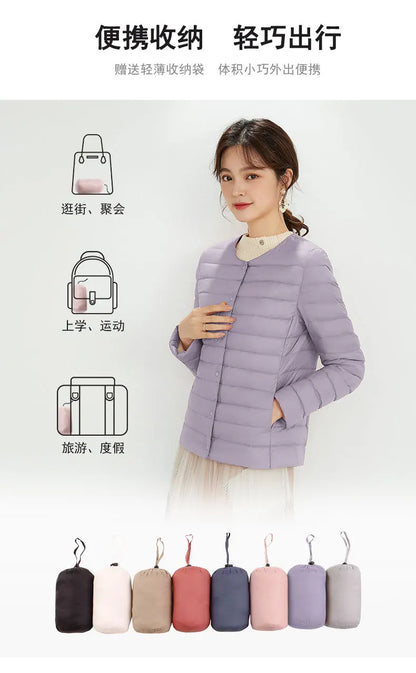 Top Grade 90% White Duck Down Women Ultra Lightweight Packable Line Jackets 2023 New Autumn Winter Keep Warm Puffer Coats